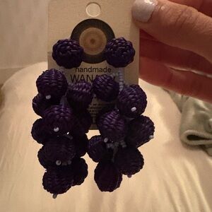 Purple Handmade Beaded Earrings